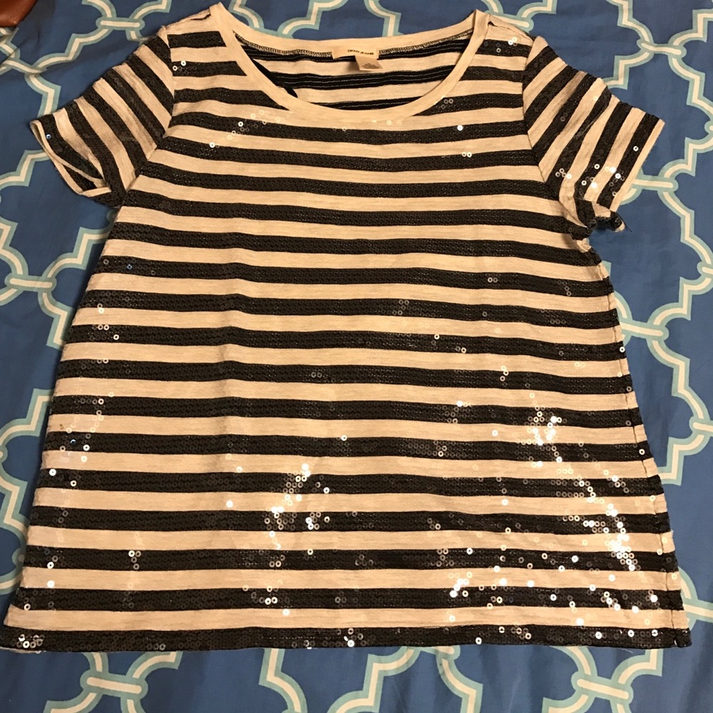 NWOT DKNY Jeans striped sequin top
